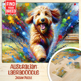 Porträtt av Australian Labradoodle Hund i Akrylkon Pussel