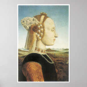 Porträtt av Battista Sforza, C. 1474 Poster