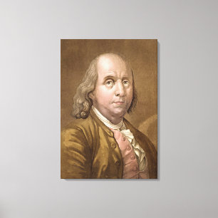 Porträtt av Benjamin Franklin (1706-90), från 'L Canvastryck