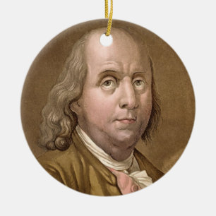 Porträtt av Benjamin Franklin (1706-90), från 'L Julgransprydnad Keramik