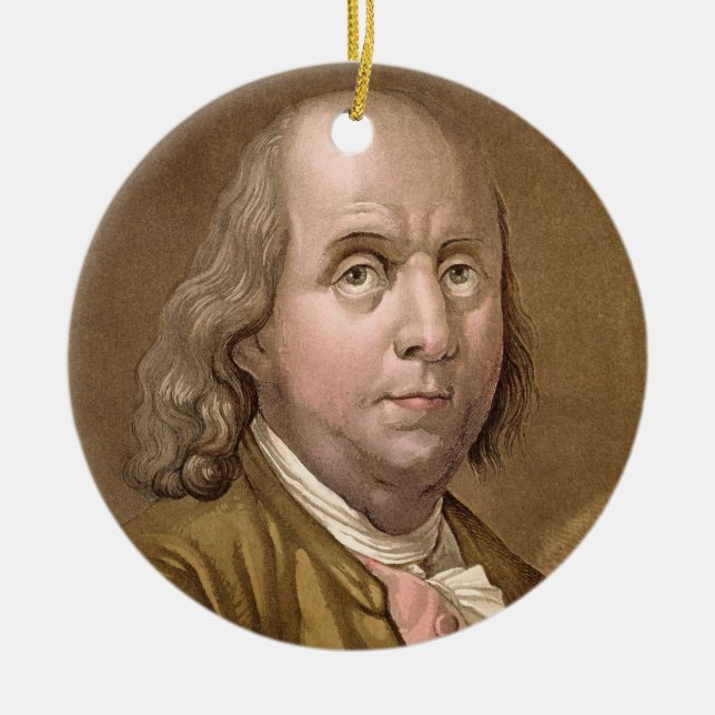 Porträtt av Benjamin Franklin (1706-90), från 'Le Julgransprydnad Keramik (Framsidan)