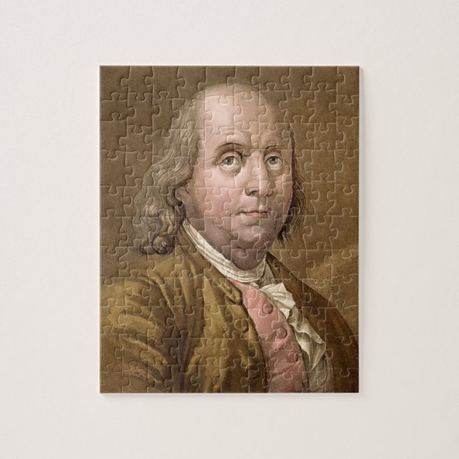 Porträtt av Benjamin Franklin (1706-90), från 'Le Pussel (Vertikal)