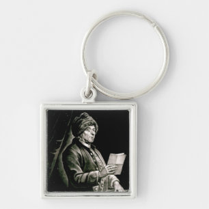Porträtt av Benjamin Franklin, 1777 Fyrkantig Silverfärgad Nyckelring