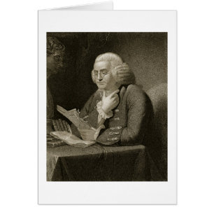 Porträtt av Benjamin Franklin som inristas av Hälsningskort