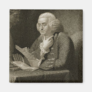 Porträtt av Benjamin Franklin som inristas av Magnet