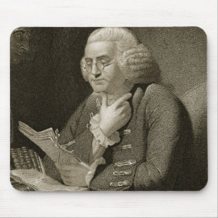 Porträtt av Benjamin Franklin som inristas av Musmatta