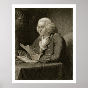 Porträtt av Benjamin Franklin som inristas av Poster