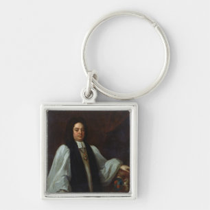 Porträtt av biskopen John Robinson c.1711 Fyrkantig Silverfärgad Nyckelring