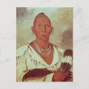 Porträtt av Black Hawk, indiansk hövding Vykort