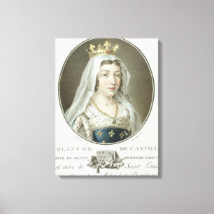 Porträtt av Blanche de Castille (1185-1252) engra Canvastryck