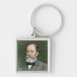 Porträtt av Camille Sanktt-Saens 1903 Fyrkantig Silverfärgad Nyckelring