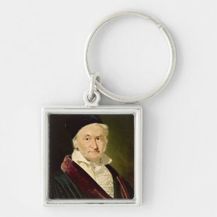 Porträtt av Carl Friedrich Gauss, 1840 Fyrkantig Silverfärgad Nyckelring