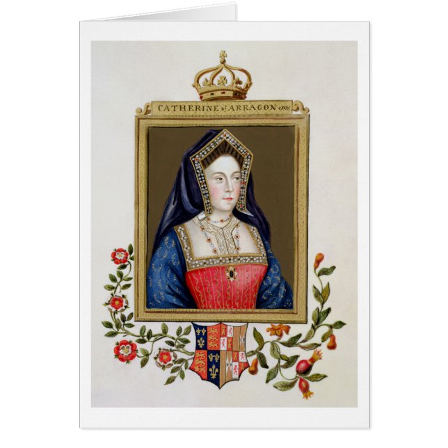 Porträtt av Catherine av Aragon (1485-1536) 1st Qu Hälsningskort (Framsidan)