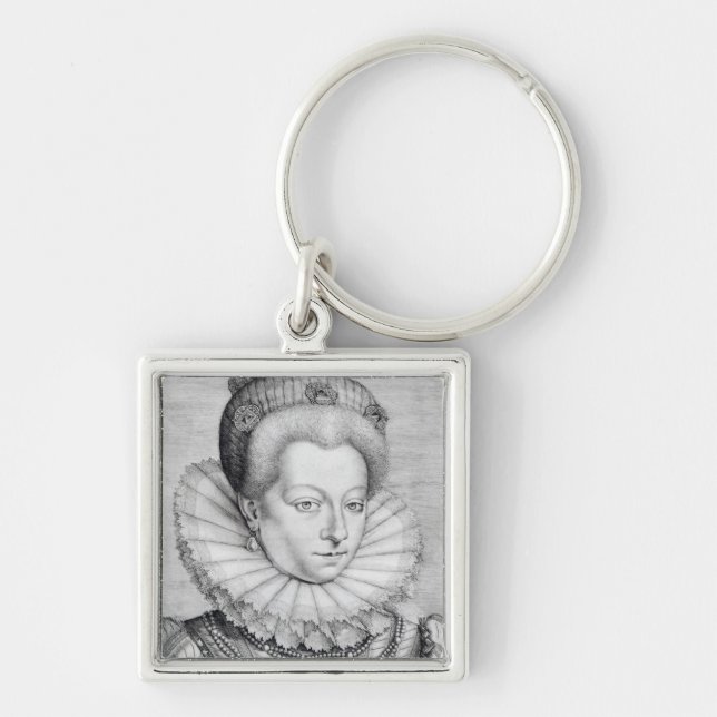 Porträtt av Catherine Henriette Fyrkantig Silverfärgad Nyckelring (Framsidan)