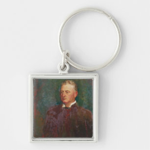 Porträtt av Cecil John Rhodes 1898 Fyrkantig Silverfärgad Nyckelring