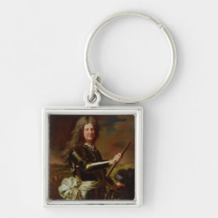 Porträtt av Charles-Auguste de Matignon Fyrkantig Silverfärgad Nyckelring
