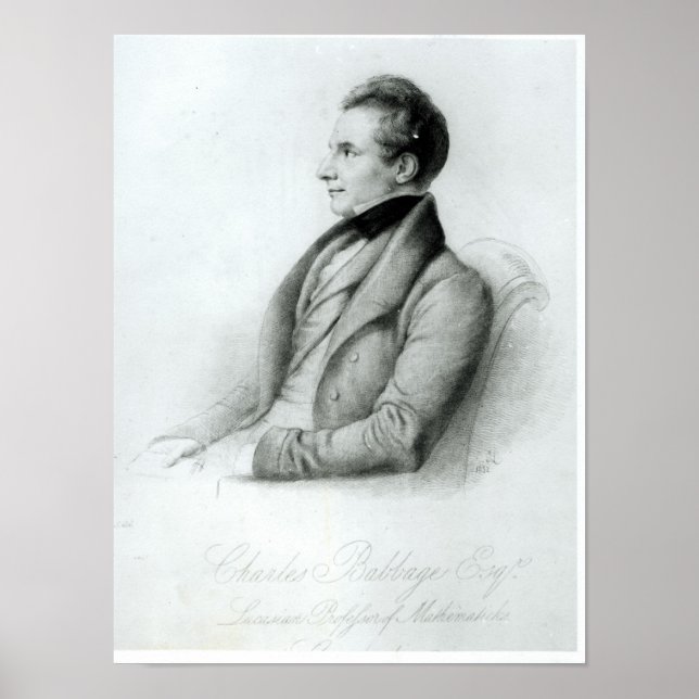 Porträtt av Charles Babbage 1832 Poster (Framsidan)