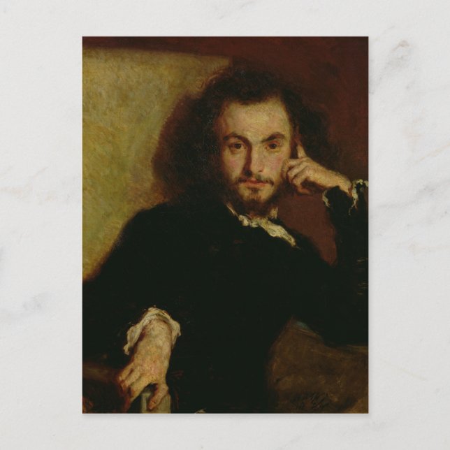 Porträtt av Charles Baudelaire 1844 Vykort (Framsida)