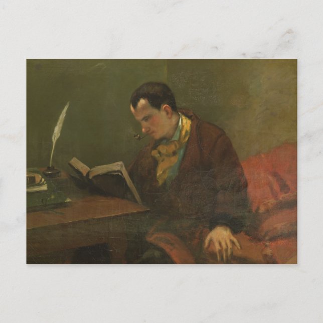 Porträtt av Charles Baudelaire 1847 Vykort (Framsida)