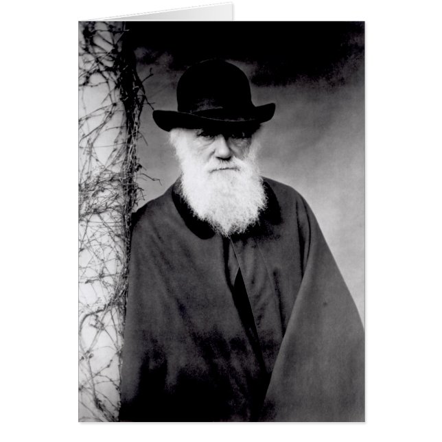 Porträtt av Charles Darwin 1881 Hälsningskort (Framsidan)