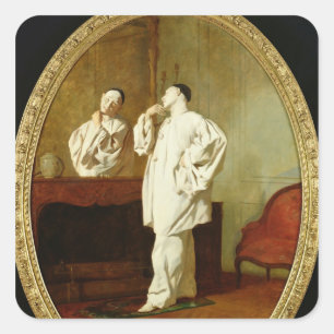 Porträtt av Charles Deburau Fyrkantigt Klistermärke