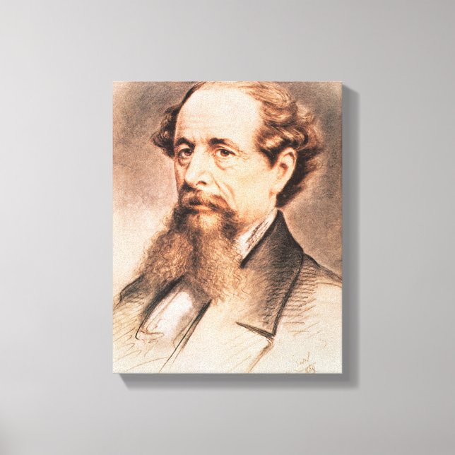 Porträtt av Charles Dickens, 1869 Canvastryck (Framsida)