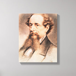 Porträtt av Charles Dickens, 1869 Canvastryck