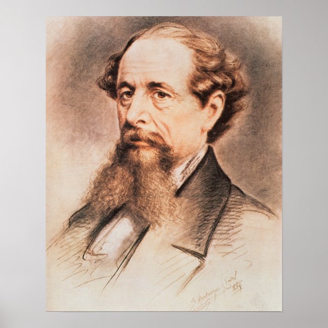 Porträtt av Charles Dickens, 1869 Poster (Framsidan)