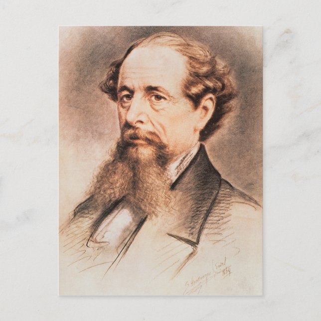 Porträtt av Charles Dickens, 1869 Vykort (Framsida)