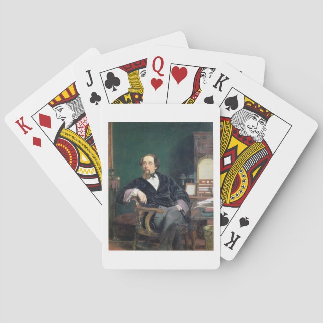 Porträtt av Charles Dickens (olja på canvas) Spelkort (Baksidan)