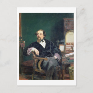 Porträtt av Charles Dickens (olja på canvas) Vykort