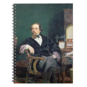 Porträtt av Charles Dickens (olja på kanfas) Anteckningsbok Med Spiral
