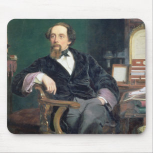 Porträtt av Charles Dickens (olja på kanfas) Musmatta