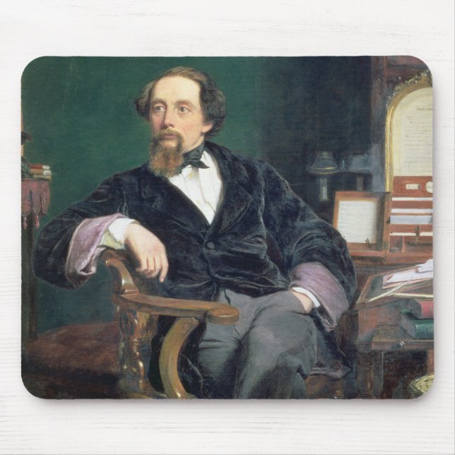 Porträtt av Charles Dickens (olja på kanfas) Musmatta (Framsidan)