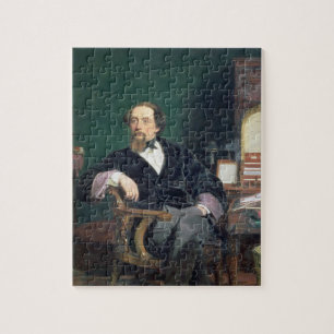 Porträtt av Charles Dickens (olja på kanfas) Pussel