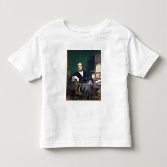 Porträtt av Charles Dickens (olja på kanfas) T-shirt (Framsida)