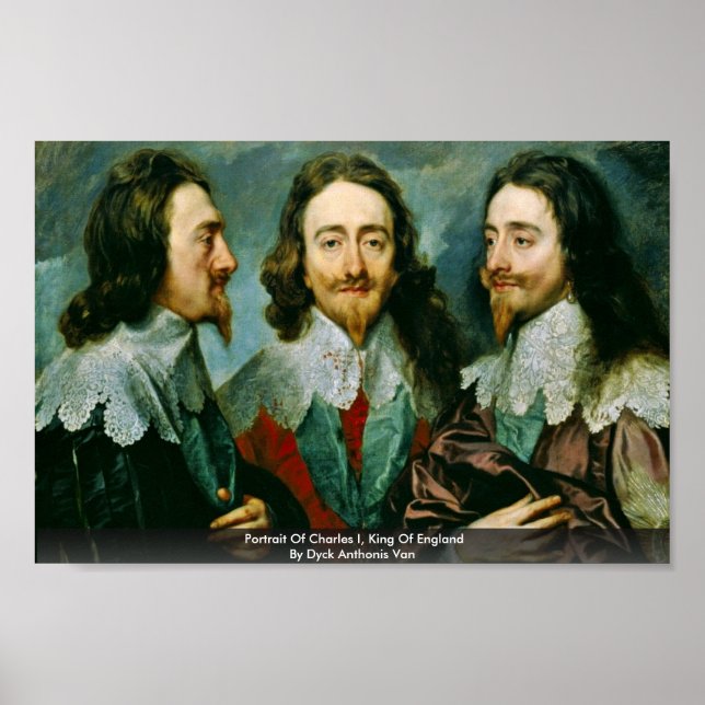 Porträtt av Charles I, Kung i England Poster (Framsidan)