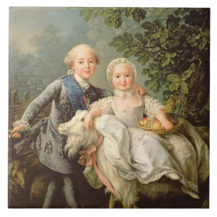Porträtt av Charles Philippe av frankriken Kakelplatta
