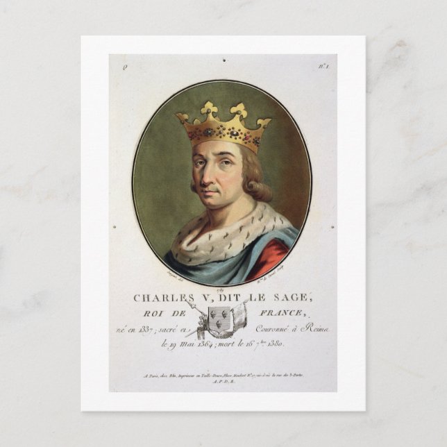 Porträtt av Charles V, den så kallade Wise-Kung i  Vykort (Framsida)