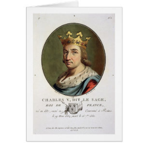 Porträtt av Charles V som kallas "den kloka" Hälsningskort