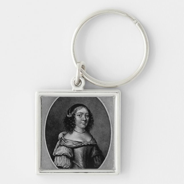 Porträtt av Charlotte, Countess av Derby Fyrkantig Silverfärgad Nyckelring (Framsidan)