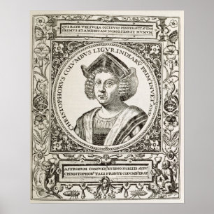 Porträtt av Christopher Columbus Poster
