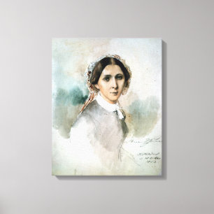 Porträtt av Clara Schumann 1853 Canvastryck
