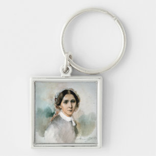 Porträtt av Clara Schumann 1853 Fyrkantig Silverfärgad Nyckelring
