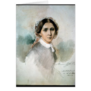 Porträtt av Clara Schumann 1853 Hälsningskort