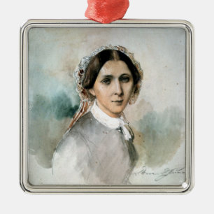 Porträtt av Clara Schumann 1853 Julgransprydnad Metall