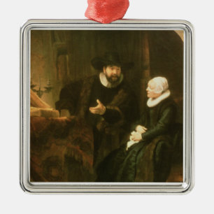 Porträtt av Cornelius Anslo och hans fru, 1641 Julgransprydnad Metall