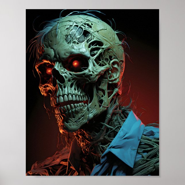 Porträtt av Creepy Halloween Zombie Poster (Framsidan)