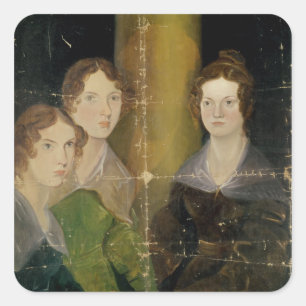 Porträtt av de Bronte systrarna, c.1834 Fyrkantigt Klistermärke