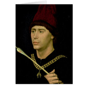 Porträtt av den Antoine oäktingen av Burgundy Hälsningskort